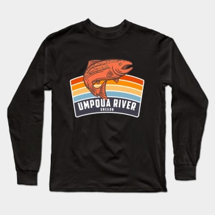 Umpqua River Oregon Salmon Fishing Graphic Long Sleeve T-Shirt